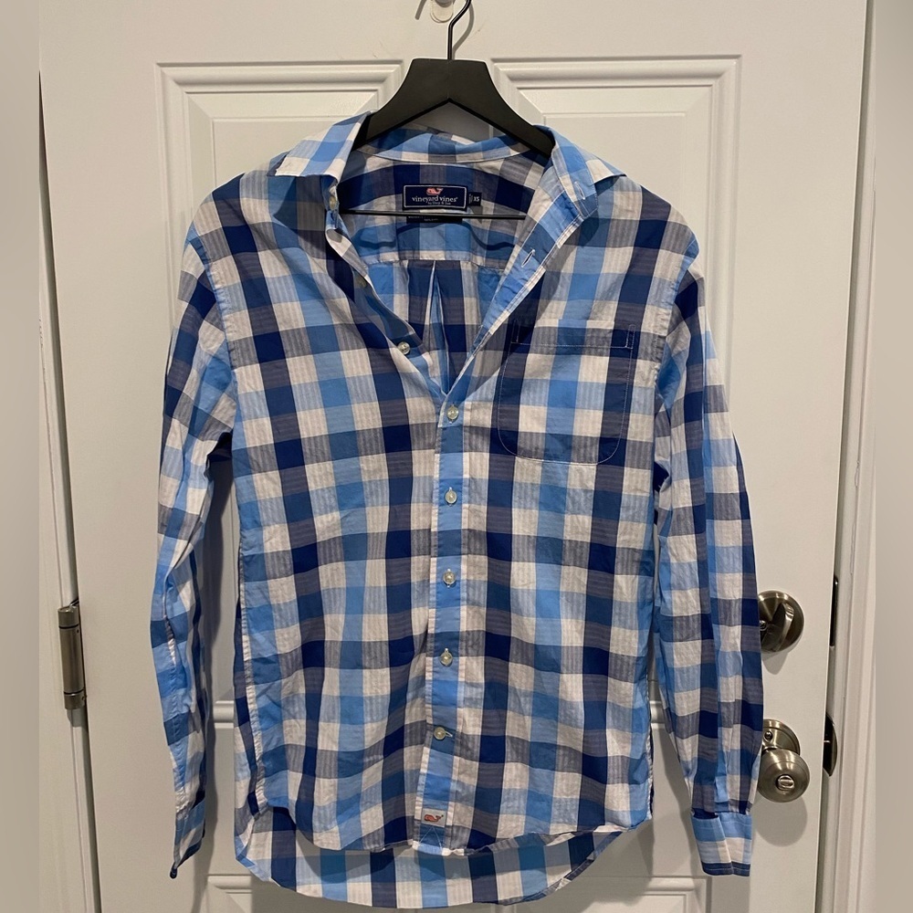 Vineyard Vines Classic Fit Murray Men’s XS Shirt Button Down Blue Plaid - Picture 1 of 3